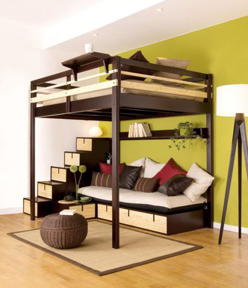 Loft-Bed-wood-stairs